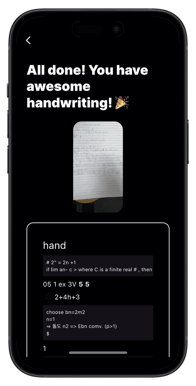 iPhone showing completed text conversion