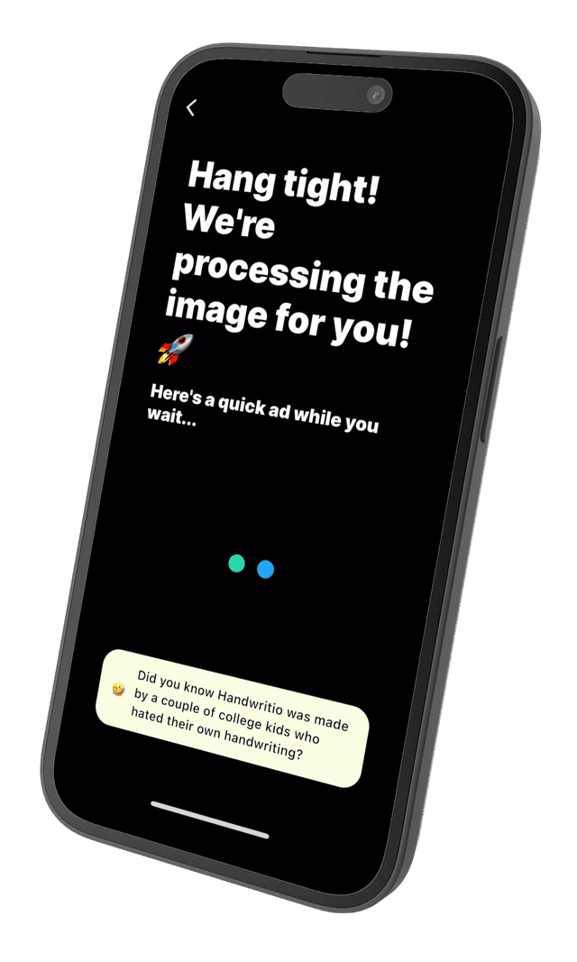iPhone showing handwriting being processed